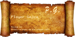 Pleyer Gejza névjegykártya